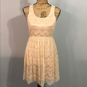 Altar’d State Lacey Pink/Cream Dress Size Small